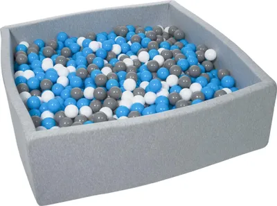 Produktbild von Bällebad für Kinder, 120x120 cm, Spielplatz + 1200 Bälle weiß, blau, grau