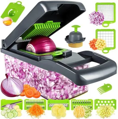 Produktbild von Famanu Multifunktionale Gemüseschneider und Chopper - 14-in-1 Mandoline und Würfelschneider