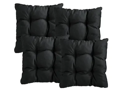 Immagine prodotto di Set di 4 cuscini per sedie | Cuscini neri 38 x 38 x 6 cm | Per giardino, cucina e sala da pranzo | XDREAM