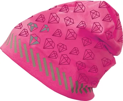 Produktbild von ROTH Jersey-Mütze für Kinder pink mit reflektierenden Elementen, Größe 5-8 Jahre, Motiv: Diamant