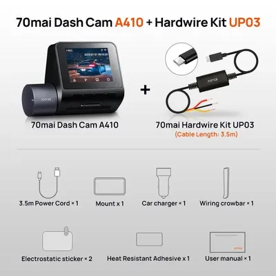 Produktbild von Auto DVR, 1440P Auflösung, Weitwinkel 145° FOV, A410 Front n UP03, Keine TF-Karte