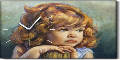 Produktbild von Dekor Leinwand Uhr Wandbilder Quarz 60x30 Malerei Mensch Kind Mädchen Kunst - weiße Hände