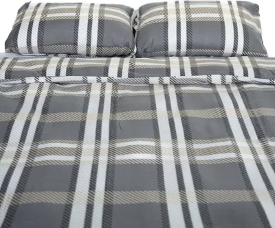 Zdjęcie produktu dla Pościel z polaru w kolorze antracytowym w kratkę z zamkiem błyskawicznym 100% poliester 200x200 cm