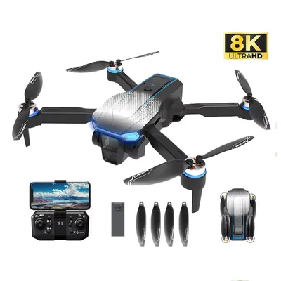 Obrázek produktu pro Dron s kamerou 8K, střídavý motor, 360° flip, bezhlavý režim, skládací, start/stop jedním dotykem, GPS dron RC kvadrokoptéra
