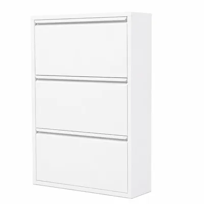 Produktbild von Alveon Schuhkipper Metall 3 Klappen schmal 51 x 15 x 108 cm - Weiß