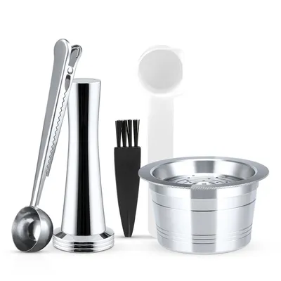 Produktbild von Kaffeekapseln für Kfee-Kaffeemaschinen, gefüllt mit Edelstahlkapseln, kompatibel mit K FEE, Tchibo Cafissimo und Caffitality Kaffeemaschinen.