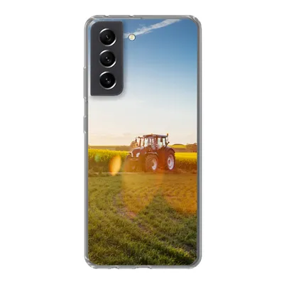 Produktbild von MuchoWow® Handyhülle Schutzhülle Hülle für Samsung Galaxy S21 FE Traktor - Gras - Sonnenuntergang Silikon Softcase Handy Hülle - Mobiltelefonhülle