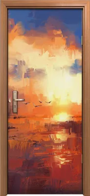 Produktbild von Türposter 80x200 cm Türaufkleber Türtapete Türfolie Klebefolie Tiere Wasser Vögel Himmel Gras See