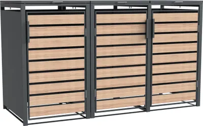Produktbild von Westmann Metall Mülltonnenbox Lacina 3x240 L Anthrazit/Holzoptik 80x200x116 cm