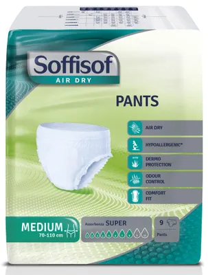 Obrázok produktu pre Soffisof Pants Super - 9x Plienky pre dospelých - Inkontinenčné nohavičky pre mužov a ženy - 8 Kvapiek, Veľkosť M