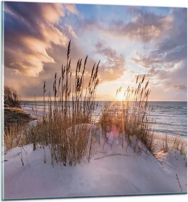 Produktbild von Bilder auf glas - Einteilig - Westen auf der Strand - 60x60cm - Glasbilder - Wandbilder - Bilder - zum Aufhängen bereit - Wanddekoration aus Glas - Glas Bilder - Wandbild auf Glas - GAC60x60-4710