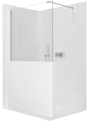 Immagine prodotto di Pannello doccia angolare Walk-in Onyx Half Cube, vetro trasparente, supporto quadrato cromato, 8 mm, dimensioni 80x100 cm