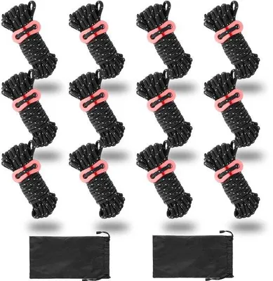Produktbild von Reflektierende 4M Zeltseile 4mm schwarz für Camping