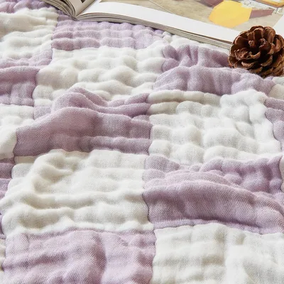 Productafbeelding van Musselin deken, geruit, 150x200 cm, 70% katoen, 30% bamboe, lavendelgeur