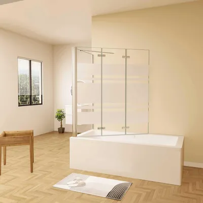 Produktbild von AICA 130cmx140cm Badewannenaufsatz mit Blickdichten 6mm NANO ESG-glas mit 60cm Seitenwand 3-teilig Faltwand Badewannenfaltwand Badewanne Duschabtrennung Duschwand für Badewanne