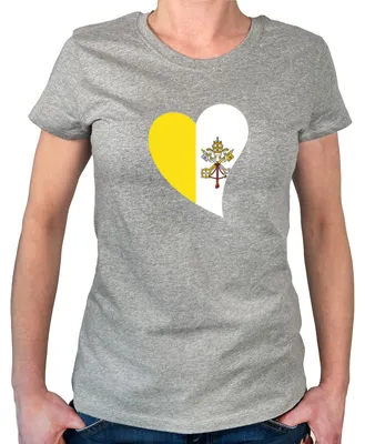 Produktbild von Huuraa Damen T-Shirt Vatikanstadt Flagge Herz S Sport Grey Bio Baumwolle Fairtrade Damenshirt Geschenkidee