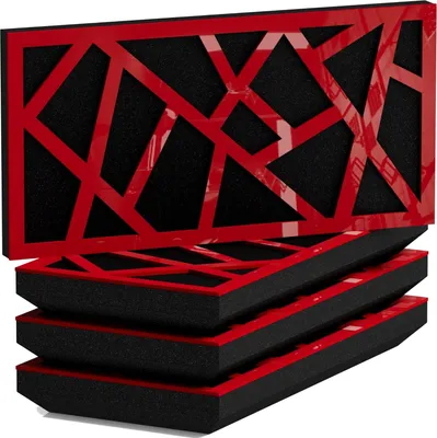 Immagine prodotto di Confezione da 4 – Pannello acustico fonoassorbente SKYROSS-H | 25x50 cm | Riflessione | Spessore – Colore: [33 mm | Plastica rossa lucida]