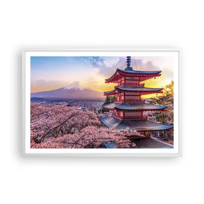 Produktbild von Gerahmtes Poster - Weißer Rahmen - Fuji Choreito Pagode - 91,5x61 cm - Wand Bild - Wanddeko - Wandbilder - Kunstposter - Wandposter - Bilderrahmen - Bilder - Kunstdruck - P2WAA91x61-4547