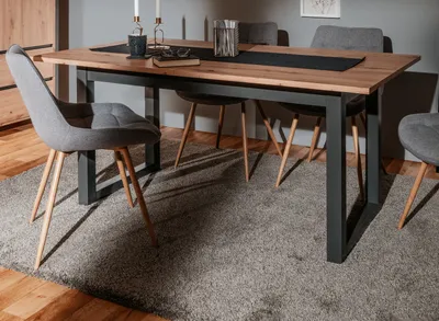 Produktbild von Esstisch Artisan Eiche und Anthrazit Industrial ausziehbar 160 - 200 cm bis 8 Personen Denver
