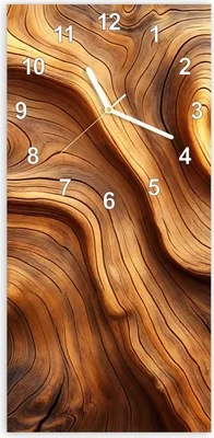 Produktbild von Wanduhr aus Glas mit Motiv Holzstruktur- 30 x 60 cm - inkl. Aufhängesystem