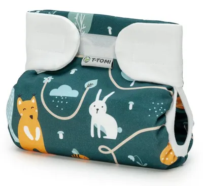 Produktbild von T-TOMI Orthopädisches Spreizhöschen für breites Wickeln – Klettverschluss – Animal friends (3–6 kg)