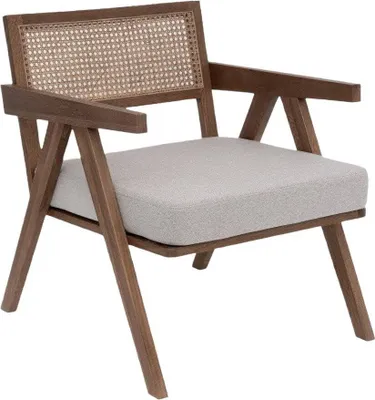 Produktbild von HOMLA FEDELE Holz Eiche Rattan Sessel braun 63x75x75 cm