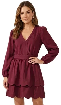 Produktbild von Damenkleid Naf Naf Elie burgunderfarben Cocktailkleid elegant S
