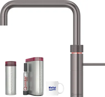 Produktbild von Quooker Wasserhahn Fusion Square Gunmetal & PRO3 Reservoire & Sprudelwasser CUBE