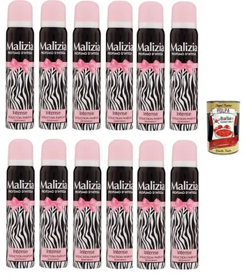 Produktbild von MALIZIA Deodorante Donna Intense Seduction Parfum,Deodorant Deo Spray für Damen 12x 100ml + Italian Gourmet polpa 400g