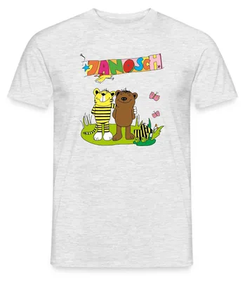 Produktbild von Spreadshirt Janosch Tiger und Bär Freundschaft Männer T-Shirt, XXL, Grau meliert