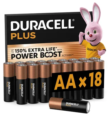 Productafbeelding van DURACELL Plus AA alkalinebatterijen (18 stuks), 1,5V, LR06