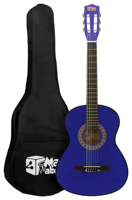 Image de Mad About MA-CG07 Guitare classique 1/2 taille - Guitare espagnole colorée avec étui, sangle, médiator et cordes de rechange - Bleu