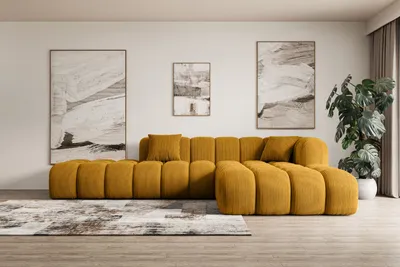 Produktbild von ALTDECOR Ecksofa in L-Form OLEA-L2 - 289x176x71 cm Senfgelb - Corner Sofa Bett Eckcouch Couch Wohnlandschaft Cauchsofa