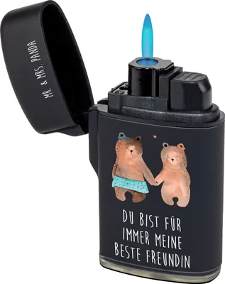 Produktbild von Mr. & Mrs. Panda sturmfeuerzeug Bär Freundin - Schwarz - Geschenk, sturmfeuerzeuge, Teddy, Feuerzeuge, Gasfeuerzeug, zigarettenanzünder, Feuerzeug