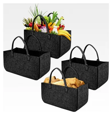 Produktbild von Filztaschen für Kaminholz, 4 Stück, faltbar, dunkelgrau