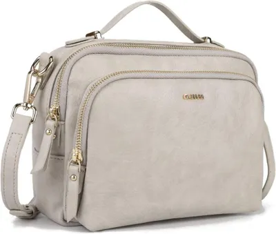 Zdjęcie produktu dla Torba na ramię damska skórzana torba na ramię crossbody beżowa - prezent dla kobiet / dziewcząt