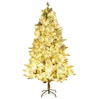 Immagine prodotto di Albero di Natale con luci, neve e pigne 195 cm PVC&PE