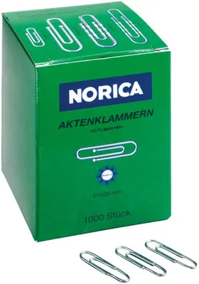 Produktbild von NORICA Büroklammern mit Kugelenden - 24 mm glatt, verzinkt, 1.000 Stück