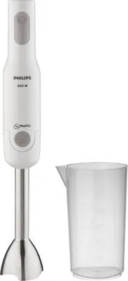 Immagine prodotto di Philips ProMix Stabmixer HR2534/00 (650 W, Spritzschutz, inkl. Messbecher) weiß/Metall (HR2534/00)