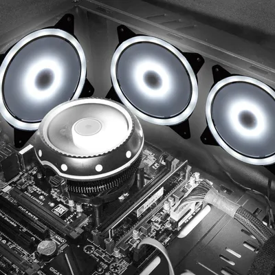 Produktbild von Computer Kühler PC Lüfter 120mm, RGB PC-Gehäuselüfter, Dual Licht Loop RGB LED, Weiß 4 St.