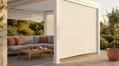 Immagine prodotto di Milani Home - laterale in textilene per pergola bioclimatica, 270 x 238 x 8,3 cm, bianco
