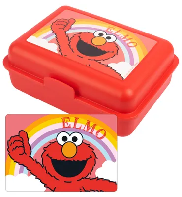 Produktbild von Sesamstraße Brotdose - Elmo Regenbogen - Lunchbox Butterbrotdose mit Trennwand Rot