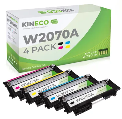 Image de Kit de toner Kineco compatible avec HP 117A W2070A-W2073A, couleurs CMJN (lot de 4)