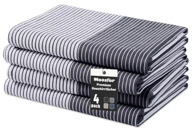 Produktbild von Geschirrtücher 100% Baumwolle 4er Set 46 x 72 cm Schwarz