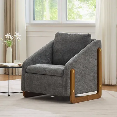 Image de Fauteuil, chaise d'accentuation pour le salon, fauteuil lounge, chaise moderne, gris