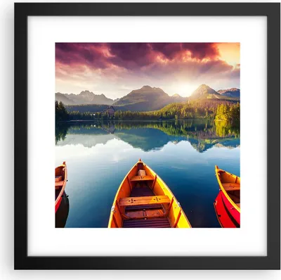 Produktbild von Gerahmtes Poster - Schwarzer Rahmen - See Natur - 30x30 cm - Wand Bild - Wanddeko - Wandbilder - Kunstposter - Wandposter - Bilderrahmen - Bilder - Kunstdruck - Wandbild - P2BAC30x30-3579