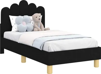 Obrázok produktu pre vidaXL Detský rám postele s čelom čierny 70 x 140 cm látka