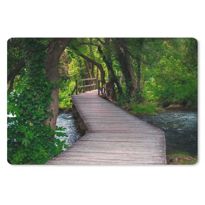 Produktbild von MuchoWow® Schreibtischunterlage Wald - Natur - Brücke 60x40 cm - XXL Mauspad - Großes Mauspad