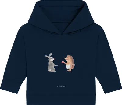 Produktbild von Mr. & Mrs. Panda Organic Baby Hoodie Hase Igel 12. - 18. Monat - French Navy - Geschenk, Herzschmerz, und, Trösten, Liebe Spruch, Kapuzenshirt, Lustige Sprüche