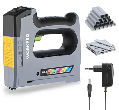 5-in-1 Akku-Tacker 3,6V mit 2000mAh, 2000 Klammern & Nägel